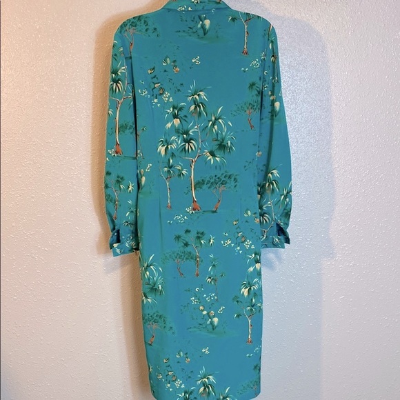 VNTG Leslie Fay Green Long Sleeve Notched Collar Button Down Midi Dress - Picture 5 of 7